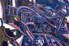 22.-Night-View-of-Persian-Homes-with-Stained-Glass-Windows-acrylic-on-paper-18x22-inches-2020