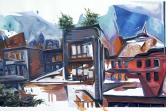 Townhouse-Row-in-Chelsea-acrylic-on-canvas-32x68-in-2022