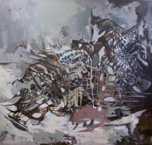 Outpost, mixed media on canvas, 55x60 inches, 2012