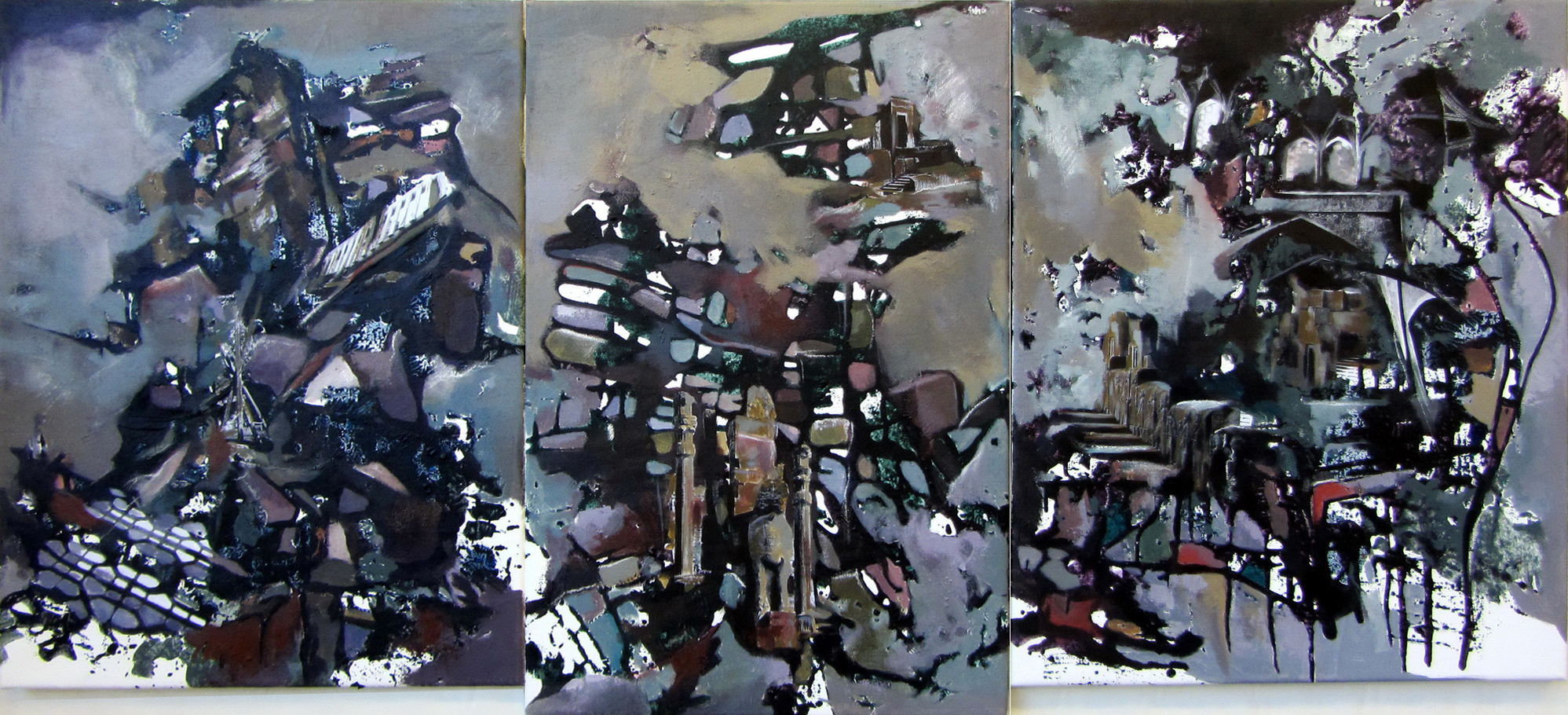 Site #12, mixed media on canvas, 28x61 inches, 2012