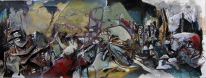 Panorama #17, mixed media on canvas, 21x57 inches, 2012