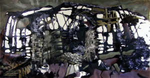 Voyage, mixed media on canvas, 23x45 inches, 2011