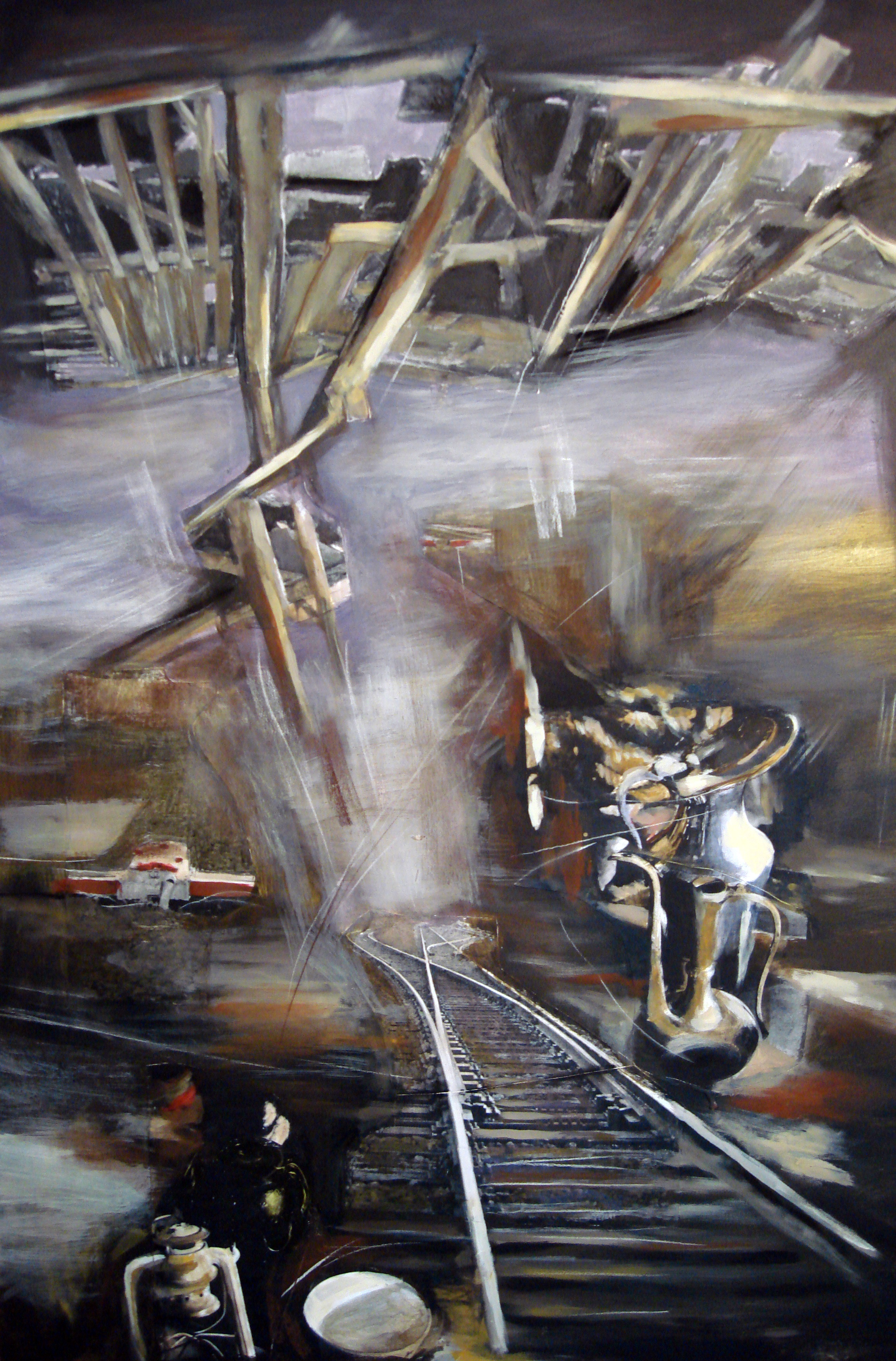 Fall of Waiting, mixed media on canvas, 47x31 inches, 2008