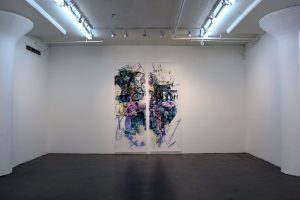 Dream Palace, acrylic on mylar, 120x84 inches, Gallery View, 2018