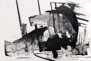 Mapping, acrylic on mylar, 23 7/8 x 36 inches, 2015