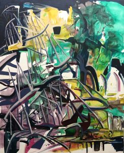 Tatlin's Tower, acrylic on canvas, 68x56 inches, 2018