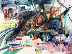 Fantasy, acrylic on mylar, 42x56 inches, 2019