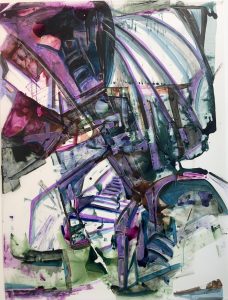 Pathway, acrylic on mylar, 56x42 inches, 2019