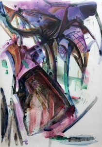 Music Room, acrylic on mylar, 30x21 inches, 2019