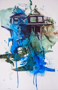 The House by the Water, acrylic on canvas, 56x36 inches, 2019