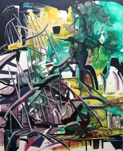 Tatlin's Tower, acrylic on canvas, 68x56 inches, 2018