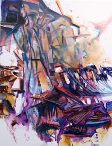 Memories of Seoul in Queens, acrylic on canvas 56x43 inches, 2019