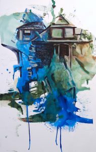 The House by the Water, acrylic on canvas 56x36 inches, 2019