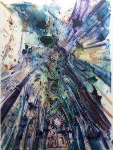 La Sagrada Familia, acrylic on mylar, 48x36 inches, 2020